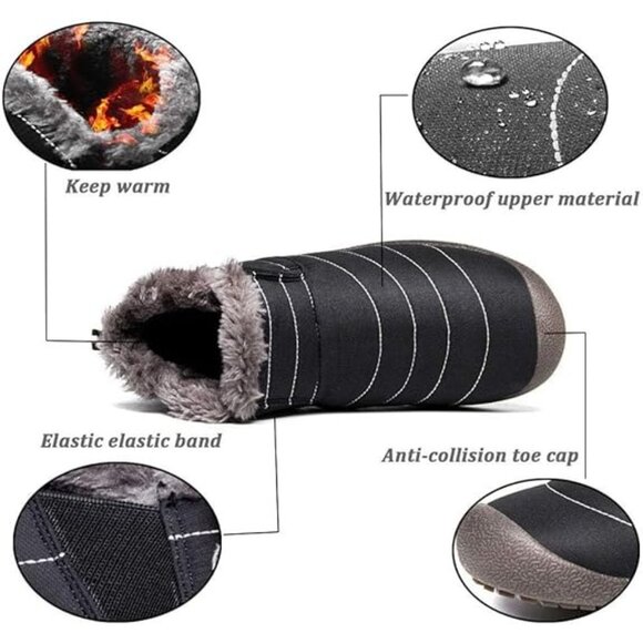 Eagsouni Size 14.5 Women 13 Men Ankle Booties Unisex Slip On Faux Fur Lined - Picture 3 of 11